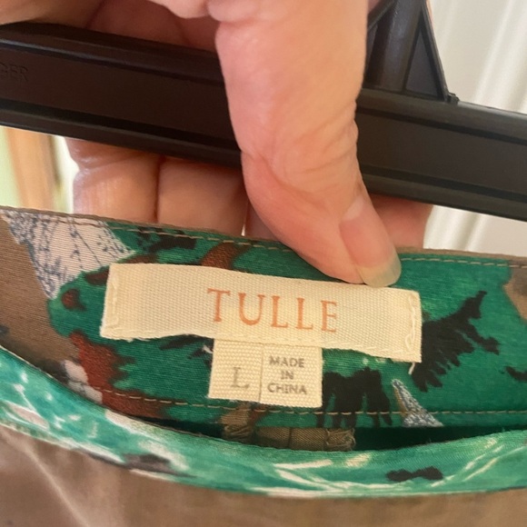 Bold Green Floral Midi Skirt - Size L Tan Neutral Base Vintage Inspired - Picture 2 of 5